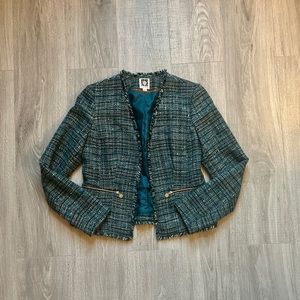Anne Klein Tweed Fringed Suit Jacket w/Gold Zippers (4)